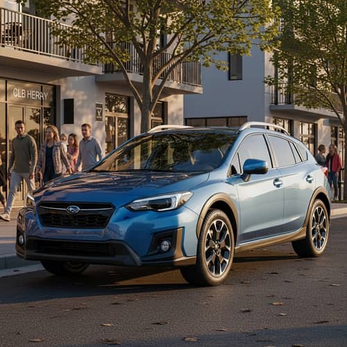 Blue Subaru XV at Sunset | Sleek Design, Distinctive Features