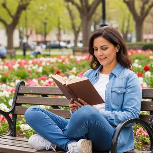 Tranquil Reading Moment in a Park