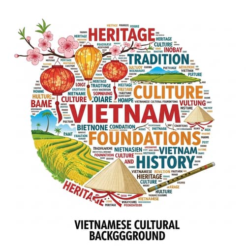 Vietnamese Cultural Foundations Word Art Background