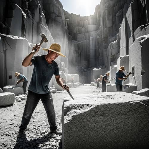Laborer in a Quarry: Tired under Intense Sunshine | Distant China