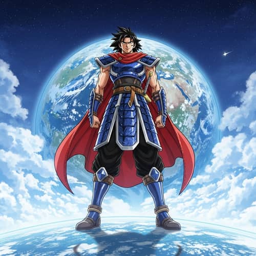 Majestic Warrior Invites Challenges | Vibrant Manga Style Art