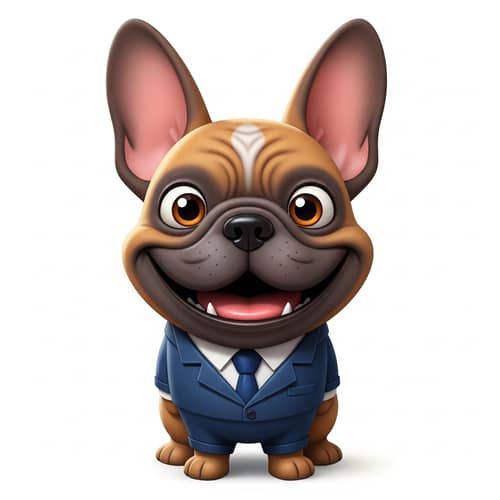 Cartoonish French Bulldog: Adorable and Cheerful Canine Character