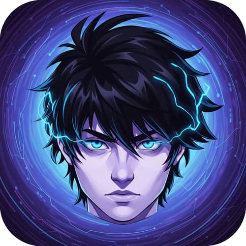 Personal Avatar Design in Sky Blue, Purple, and Black