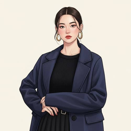 Elegant Young Woman Portrait in Japanese Art Style | Fashion Trend Spirit