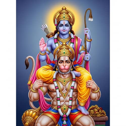 Ram and Hanuman: Epic Mythological Depiction