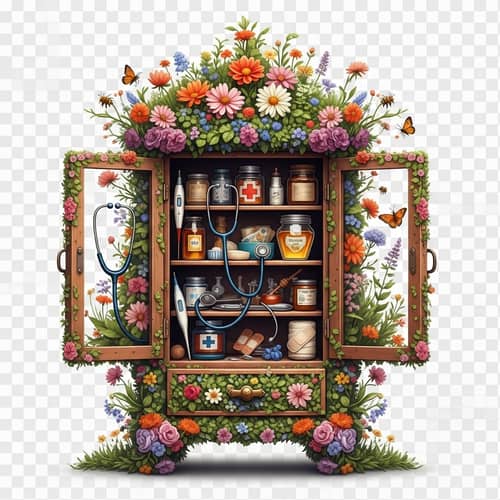 Floral Cabinet of Health: Natural Remedies & Medical Tools