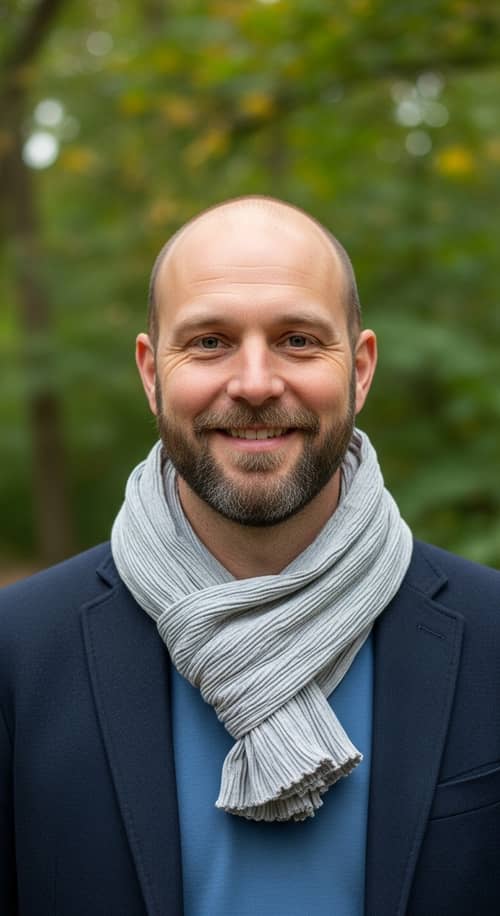 Caucasian German Man in His 40s | Portrait with Crinkle Scarf