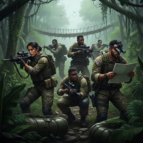Diverse Commando Unit in Fierce Jungle Battle