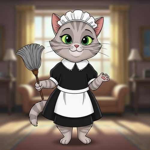 Animated Cat Maid Outfit - Cute and Playful Characters