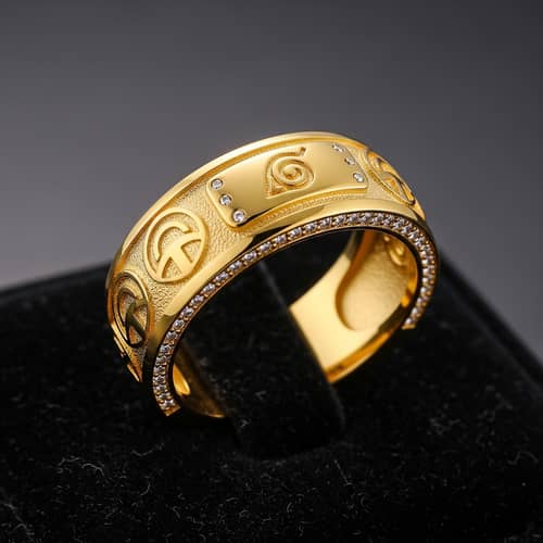 Anime Naruto Inspired Gold Ring | Uzumaki Clan Symbol Engravings