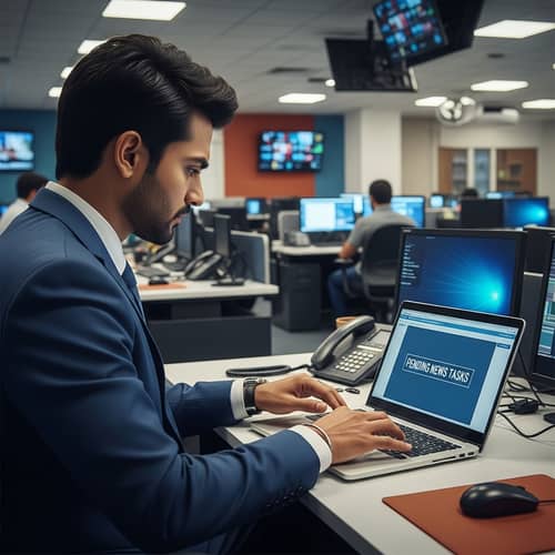 South Asian Businessman in Newsroom | Right News India Channel