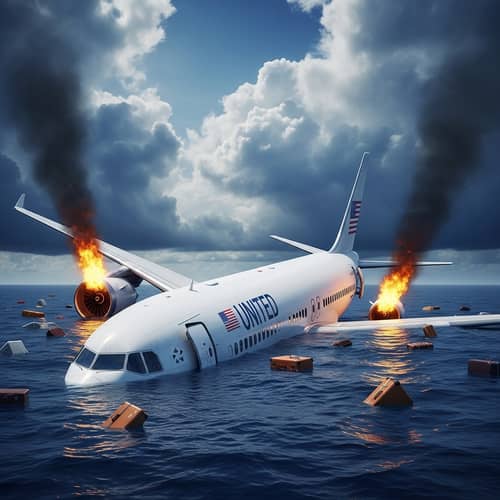 Plane Crash in Ocean: Realistic Scene with Engulfed Aircraft