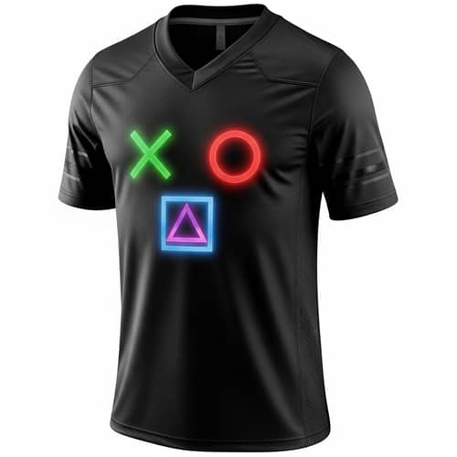 Neon PlayStation Button Black Football Jersey