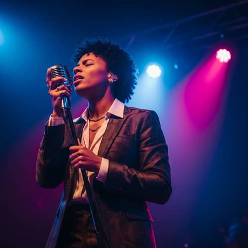 Passionate R&B Singer on Stage | Modern Fashionable Performance