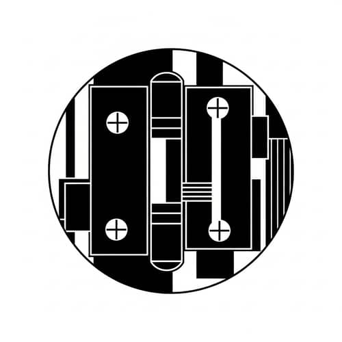 Russian Constructivism Inspired Round Door Hinge Logo