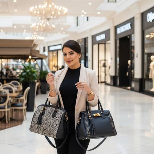Luxury Middle-Eastern Lady with Stylish Handbags