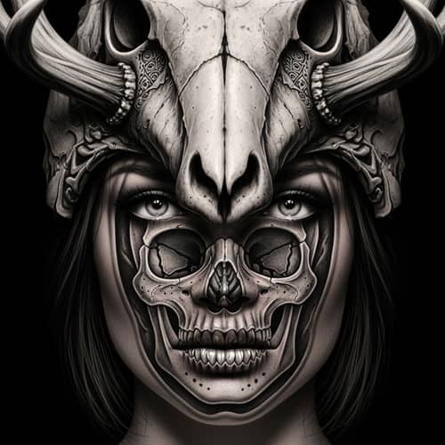 Woman's Face with Intricate Details and Realism Tattoo