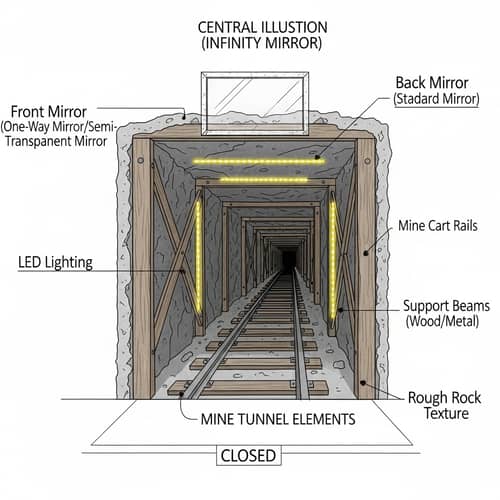 Intriguing Infinite Mine Shaft Tunnel Illusion Sketch