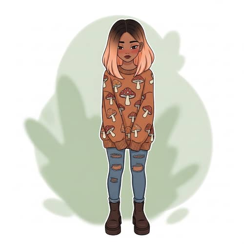Digital Art of a Shy South Asian Girl