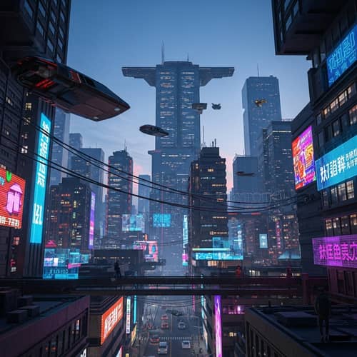 Futuristic Cyberpunk Cityscape at Twilight | Tokyo Neon Lights