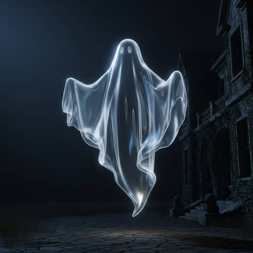 Ethereal Ghost Dancing in Moonlight - Tranquil Spectral Presence