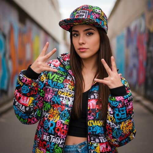 Vibrant Young Woman in Streetwear Clothing | Urban Fashion