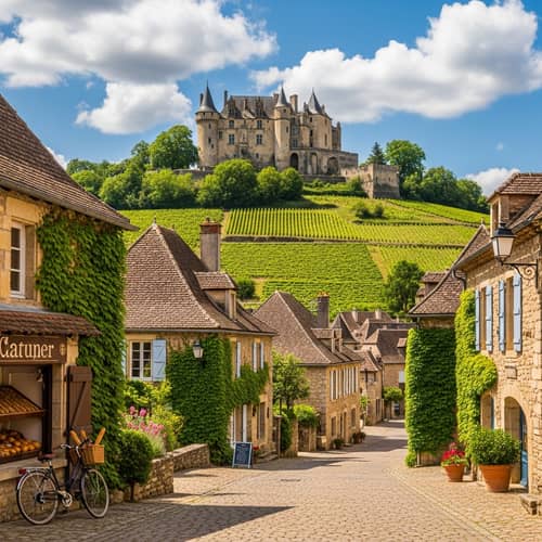 Picturesque French Village Surrounded by Vineyards | Chateau Overlooking Cobblestone Streets