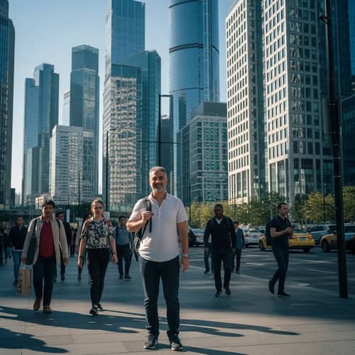 Modern Cityscape Portrait of Middle-Eastern Man named Faisal