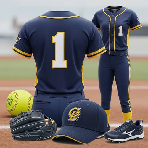 Navy Blue & Gold Softball Team Uniform with #1 Design