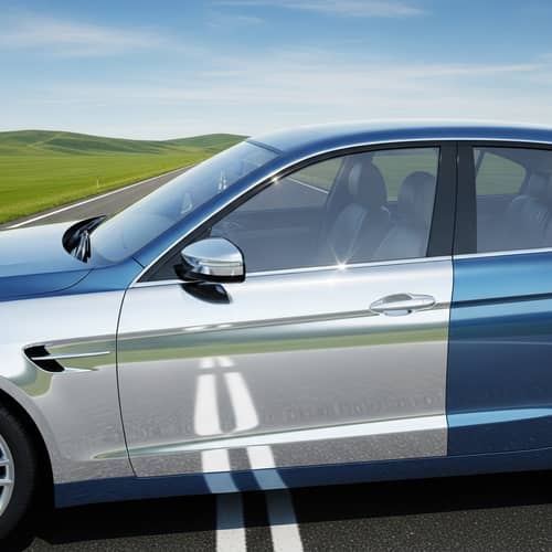 Sleek Blue Car in Scenic Landscape | Luxury Automobile Photography