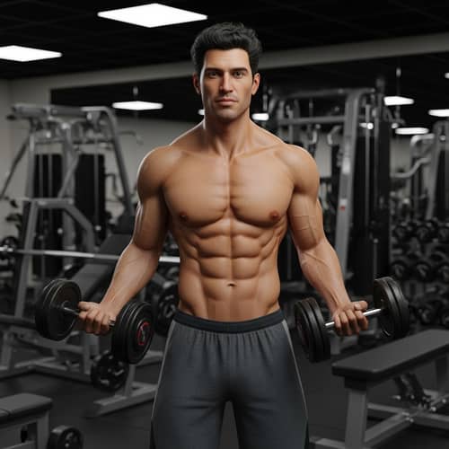 Physically Fit Hispanic Man at the Gym | Strength & Six-Pack Abs