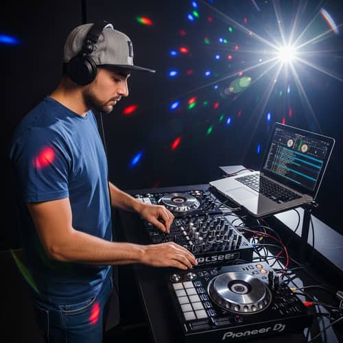 Energetic DJ Entertainment with Cool Cap and Headphones