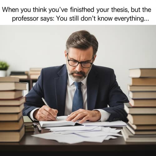 Funny College Meme: Professor and Thesis Surprise