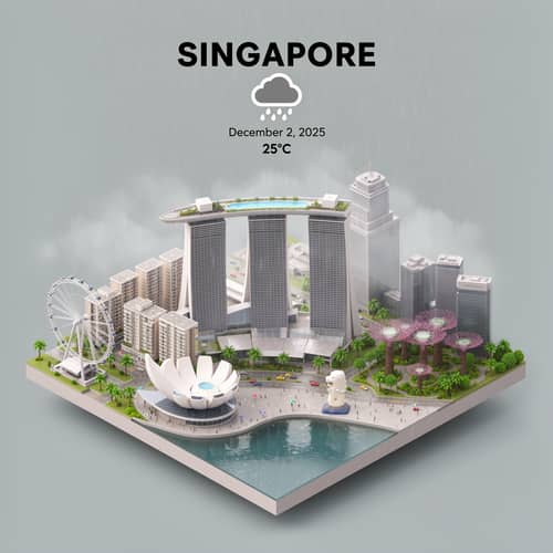Miniature 3D Cartoon Scene of Singapore Miniature 3D Cartoon Scene of Singapore