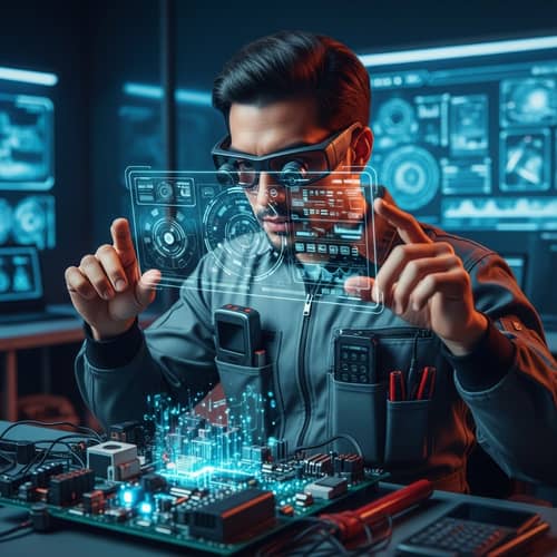 High-Tech Electrical Engineer in Futuristic Environment