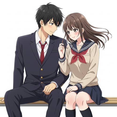 Young Love Story | Anime Couple in School Uniforms