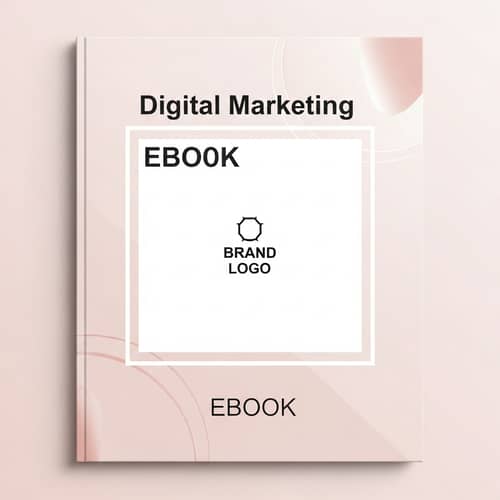Sophisticated Digital Marketing eBook Cover Design with White Square and Soft Pink Touches