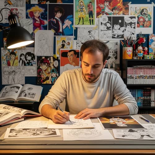Young Man Sketching with Animated Drawings - Fabien