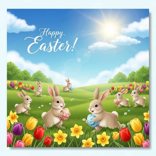 Festive Happy Easter Card Design