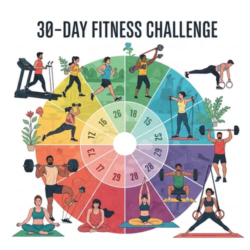 30-Day Fitness Challenge: Cardio, Strength Training, Yoga & More