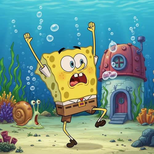 Sponge Bob on Crack: Hyperactive Dance in Colorful Underwater World