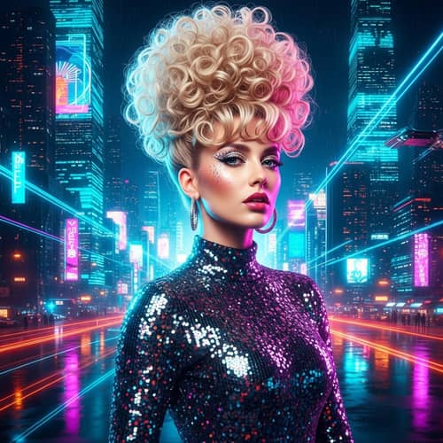 Cyberpunk Retro-Futurist Blonde Bombshell | Futuristic Portrait