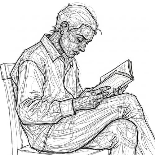 Artistic Sketch of a Figure Engrossed in Reading