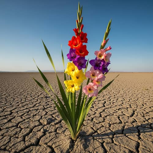 Resilient Gladiolus in Drought-Stricken Landscape
