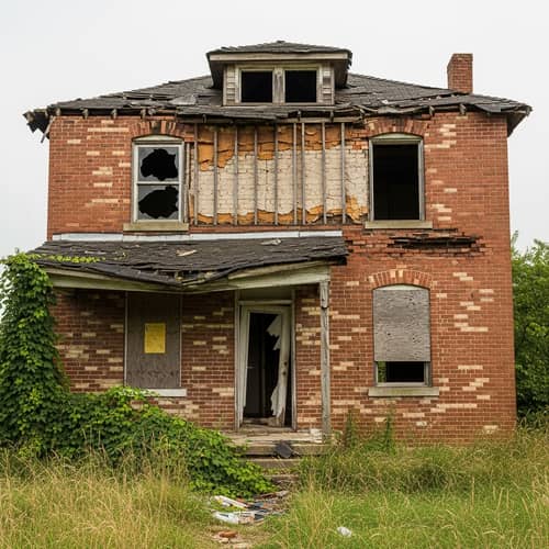 Run-Down Two-Story Single-Family Dwelling Image