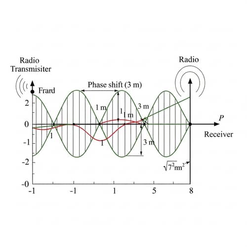 Radio Transmission Setup with Sine Wave - 2D Mathematical Graph
