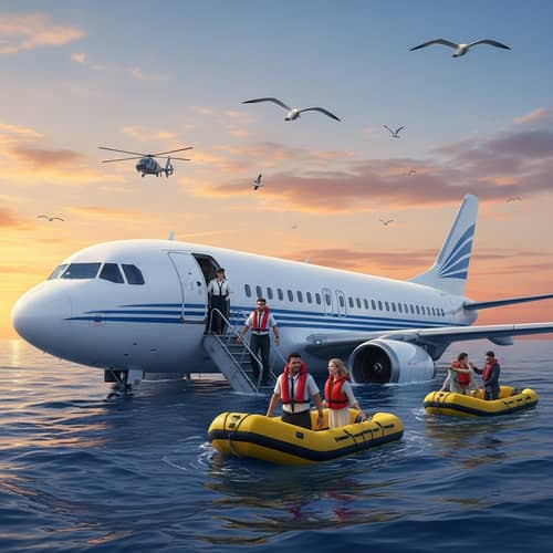 Airplane Emergency Landing on Ocean: A Rescue Scene