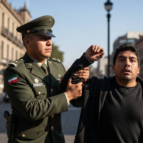 Courageous Mexican Soldier Asserting Authority