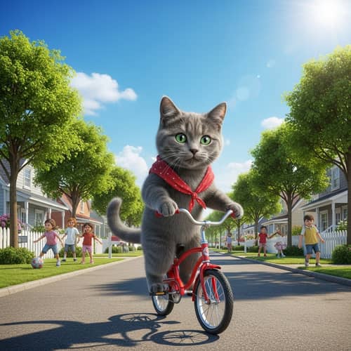 Whimsical Cat Bike Drive Adventure