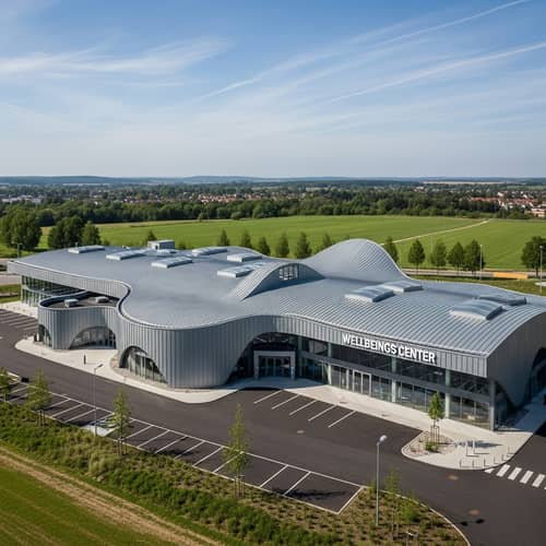 Unique Wellbeing Center with Wavy Removable Roof | Metal Structure